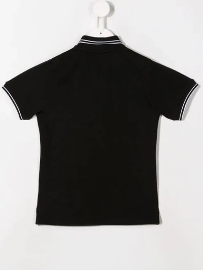 Shop Stone Island Junior Logo Patch Polo Shirt In Black