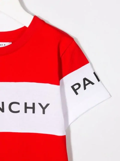 Shop Givenchy Logo Stripe T-shirt In Red