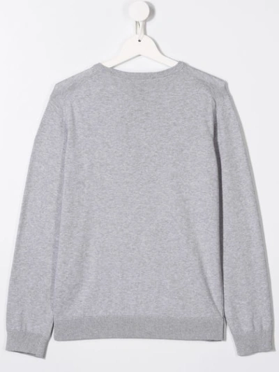 Shop Emporio Armani Long-sleeve Fitted Sweater In Grey