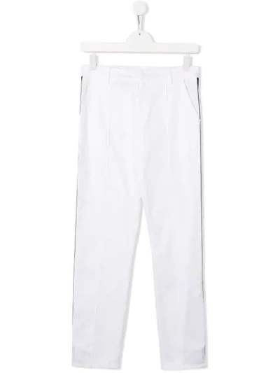 Shop Gcds Side-stripe Trousers In White