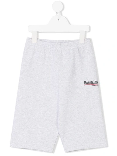 Shop Balenciaga Logo-print Track Shorts In Grey