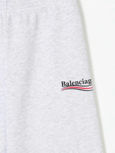 Shop Balenciaga Logo-print Track Shorts In Grey