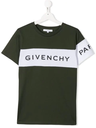 Shop Givenchy Short Sleeved Logo Print T-shirt In Green