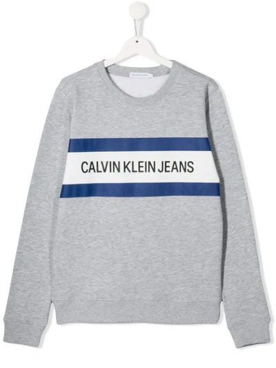 Shop Calvin Klein Printed Logo Sweatshirt In Grey