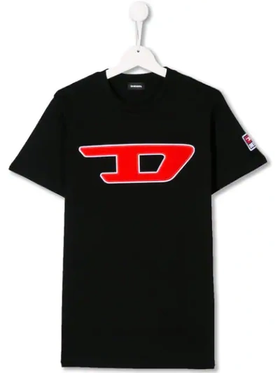 Shop Diesel Logo Printed T-shirt In Black