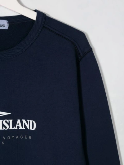 Shop Stone Island Junior Teen Logo Oversized Sweatshirt In Blue