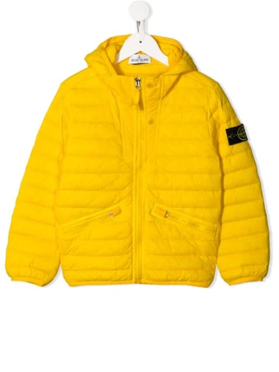 Stone Island Junior Kids' Zip-up Puffer Jacket In Yellow | ModeSens