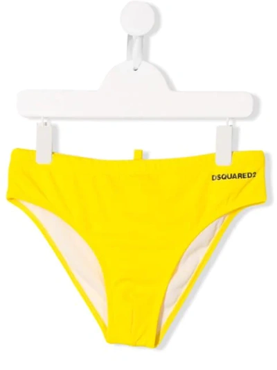 Shop Dsquared2 Teen Icon Swimming Trunks In Yellow