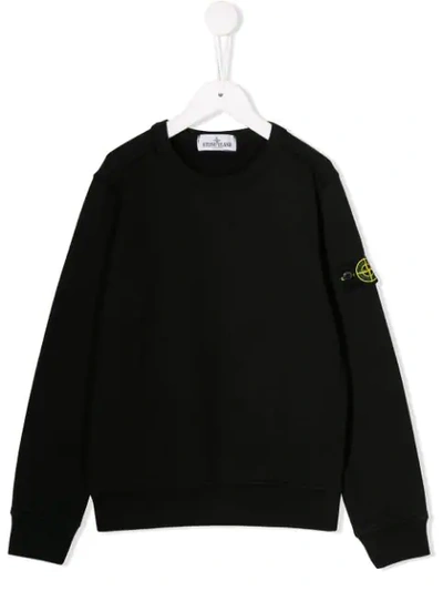 Shop Stone Island Junior Logo Patch Sweatshirt In Black
