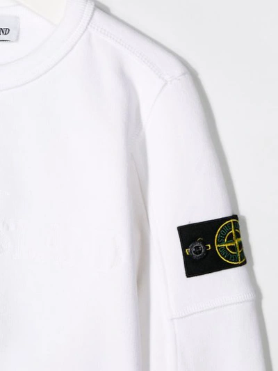 Shop Stone Island Junior Logo Patch Relaxed-fit Sweatshirt In White