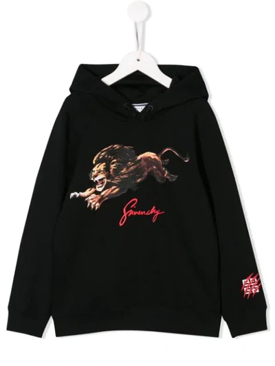 Shop Givenchy Lion Print Hoodie In Black