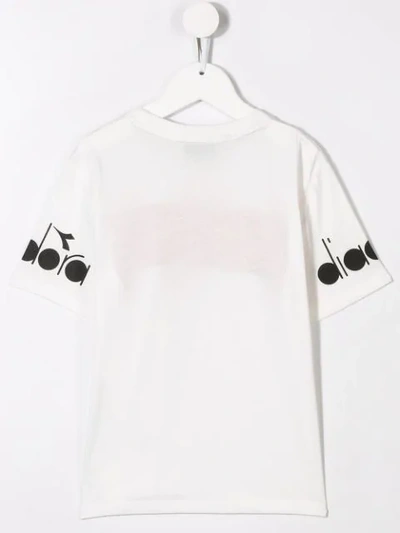Shop Diadora Junior Logo Stripe T-shirt In White