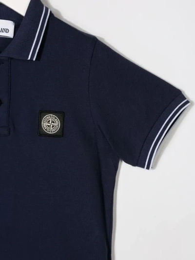Shop Stone Island Junior Ink Logo Polo Shirt In Blue