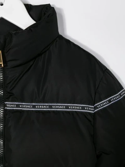 Shop Young Versace Logo Lined Padded Jacket In Black