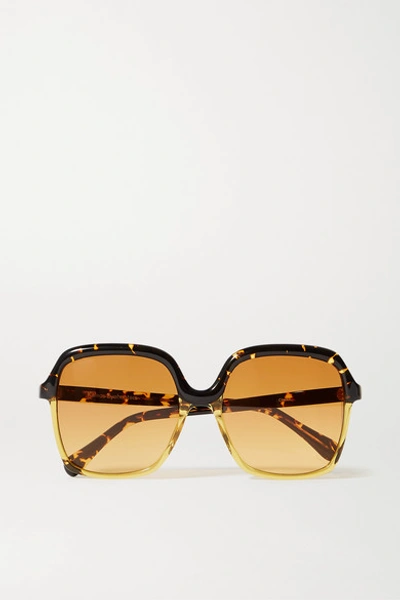 Shop Kaleos Clarke Oversized Square-frame Tortoiseshell Acetate Sunglasses In Yellow