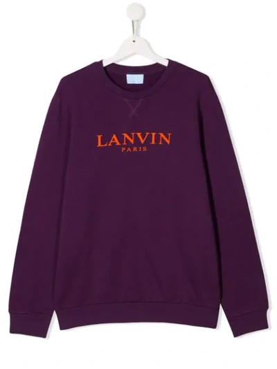 Shop Lanvin Enfant Teen Logo Print Sweatshirt In Purple