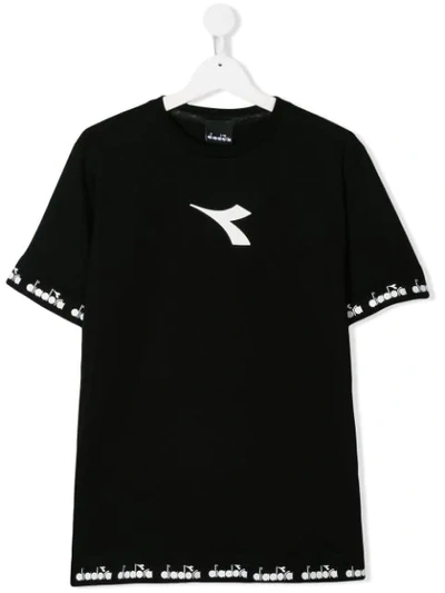 Shop Diadora Junior Printed Logo T-shirt In Black