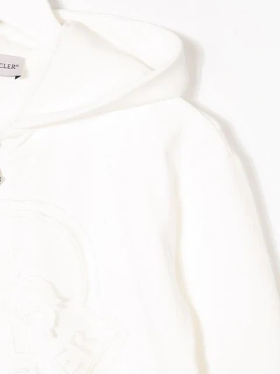 Shop Moncler Logo Hoodie In White