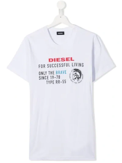 Shop Diesel Teen Logo Print T-shirt In White