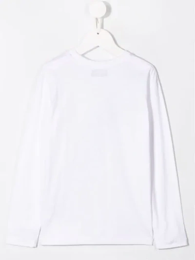 Shop Moschino Logo Print Long-sleeved T-shirt In White