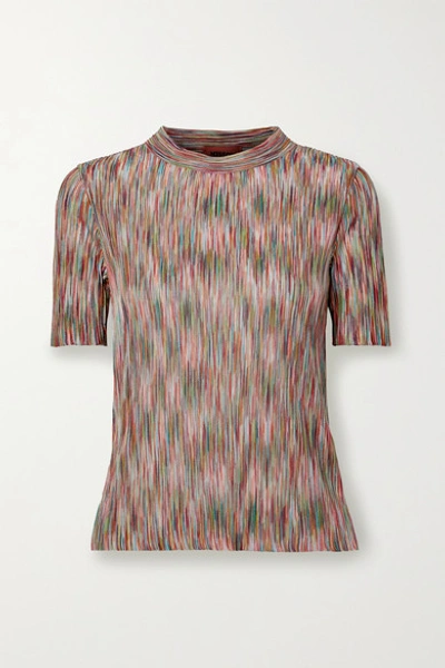 Shop Missoni Crochet-knit Cotton-blend Top In Pink