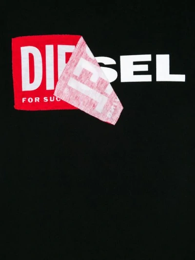 Shop Diesel Peeled Logo Print T-shirt In Black