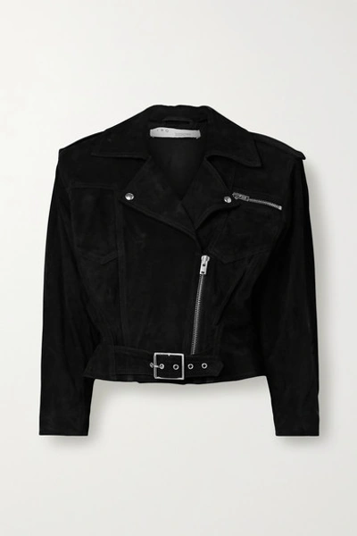 Shop Iro Lonzo Cropped Suede Biker Jacket In Black