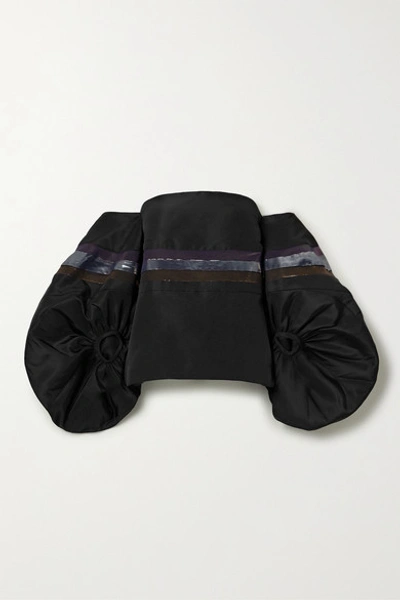 Shop Rosie Assoulin Off-the-shoulder Striped Silk-faille Top In Black