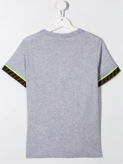 Shop Fendi Logo-trimmed T-shirt In Grey