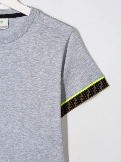 Shop Fendi Logo-trimmed T-shirt In Grey