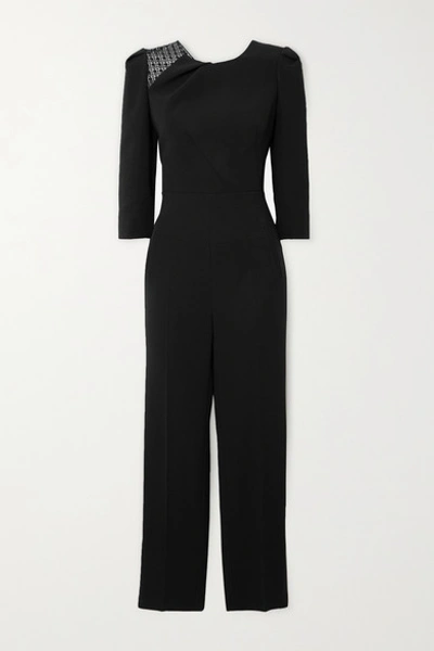 Shop Roland Mouret Daisen Lace-trimmed Crepe Jumpsuit In Black