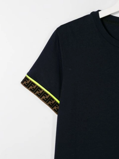 Shop Fendi Teen Logo Sleeve T-shirt In Blue