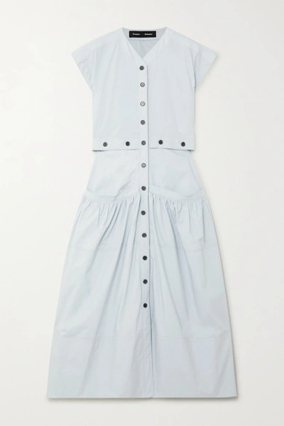 Shop Proenza Schouler Cotton-poplin Midi Dress In Light Blue