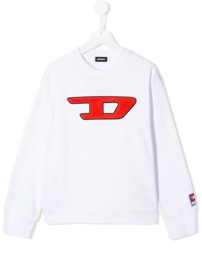 Shop Diesel Logo Sweater In White