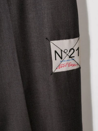 Shop N°21 Logo Patch Trousers In Grey