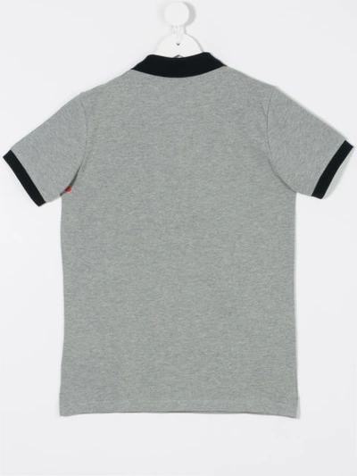 Shop Moncler Teen Contrast Collar Polo Shirt In Grey