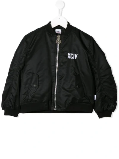 Gcds Logo-embroidered Bomber Jacket In Black