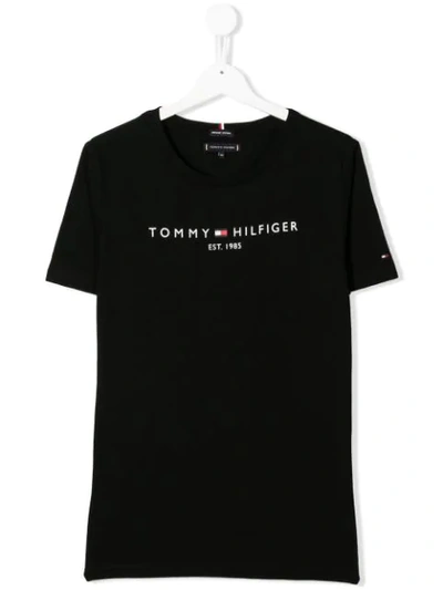 Shop Tommy Hilfiger Junior Teen Essential Logo T-shirt In Black