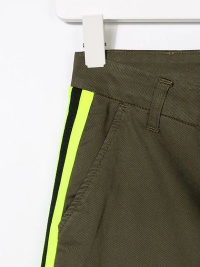 Shop Msgm Stripe Trim Shorts In Green