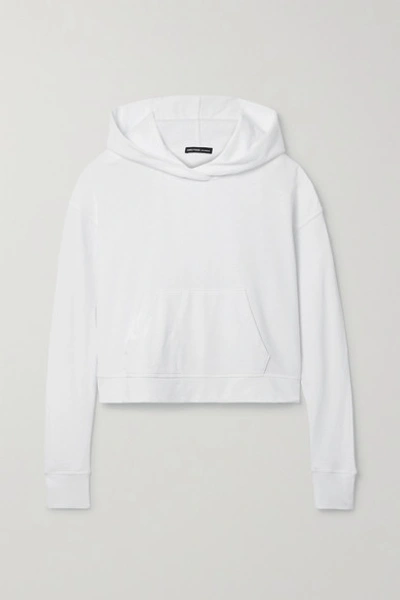 Shop James Perse Cropped Cotton-jersey Hoodie In White