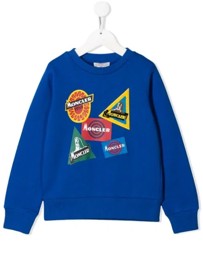 Shop Moncler Logo Patch Sweatshirt In Blue