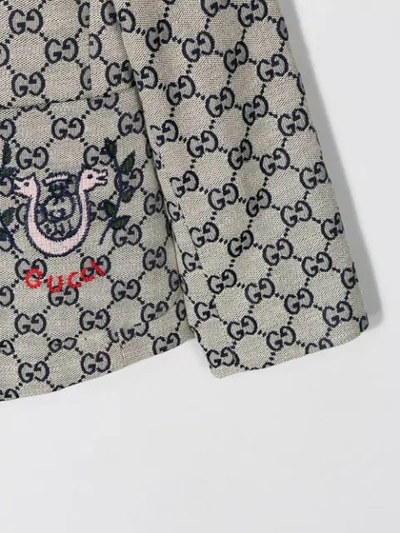 Shop Gucci Lyre Gg Canvas Jacket In Grey
