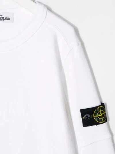 Shop Stone Island Junior Logo Patch Sweatshirt In White