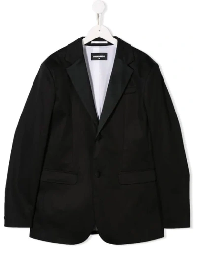 Dsquared2 Teen One Button Blazer In Black