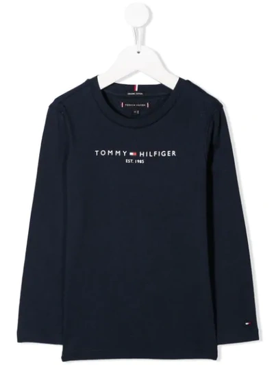 Shop Tommy Hilfiger Junior Essential Logo T-shirt In Blue