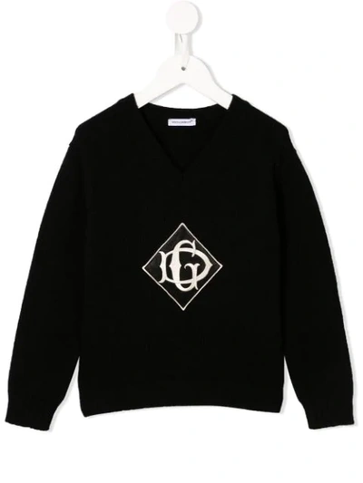 Shop Dolce & Gabbana Logo Embroidered Jumper In Black