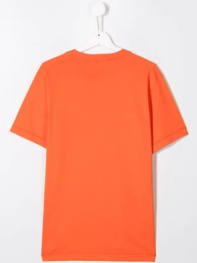 Shop Stone Island Junior Teen Logo Patch T-shirt In Orange