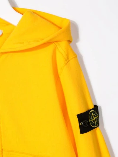 Shop Stone Island Junior Zipped Hoodie In Yellow