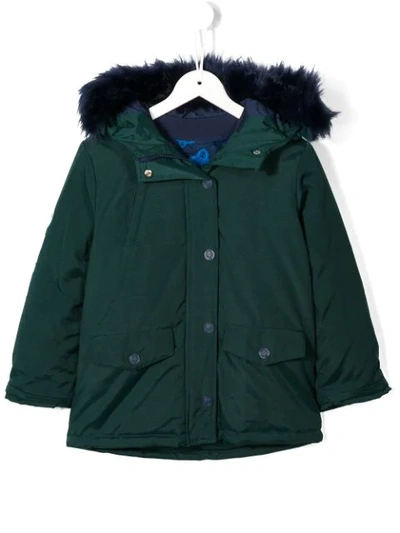 Shop Kenzo Lined Hood Padded Coat In Green