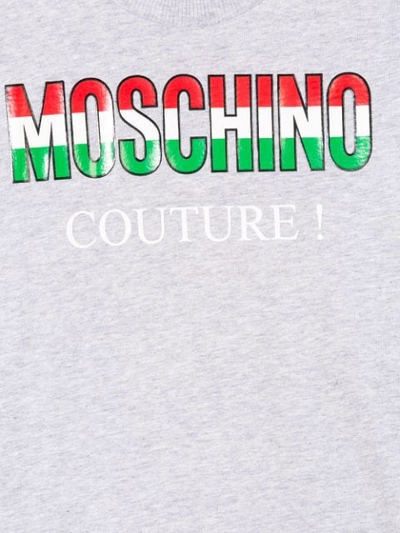 Shop Moschino Logo Couture Print T-shirt In Grey